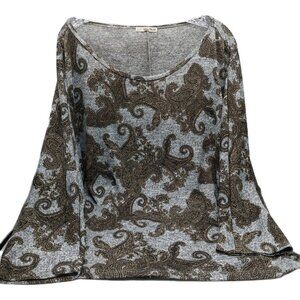 Ultra Teese Shirt Tunic Size 3X Gray Brown Paisley Knit